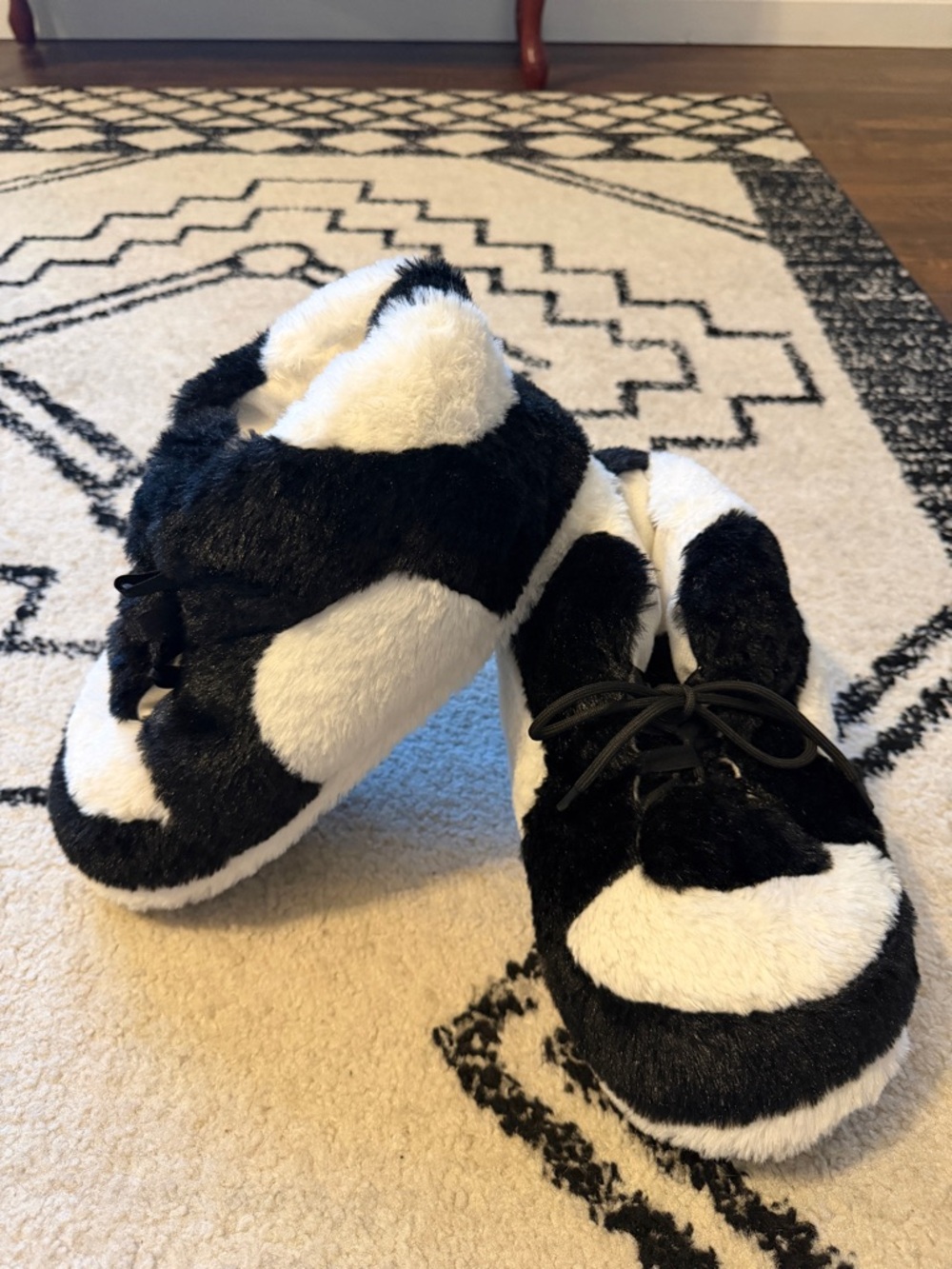 Unisex Black and White Sneaker Slippers Size XL